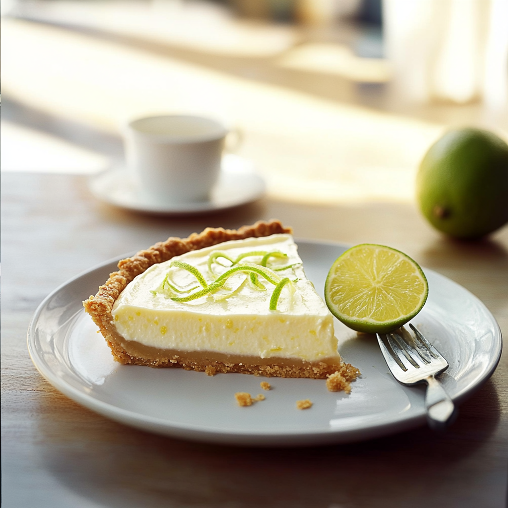 Key Lime Pie Slice on a Plate