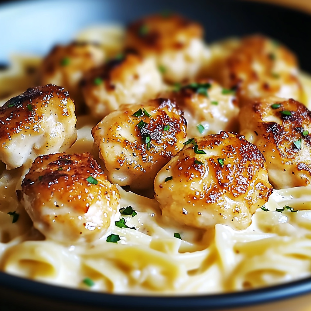 Garlic Butter Chicken Bites with Pasta