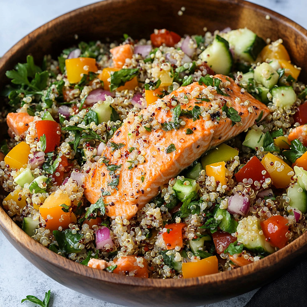 Greek Salmon Quinoa Salad