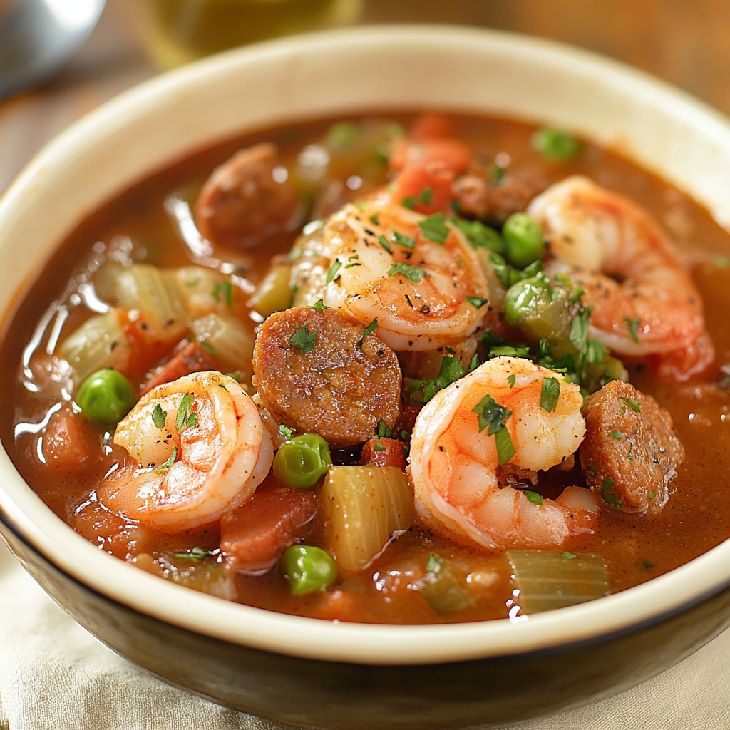 Louisiana Shrimp and Sausage Gumbo Dish