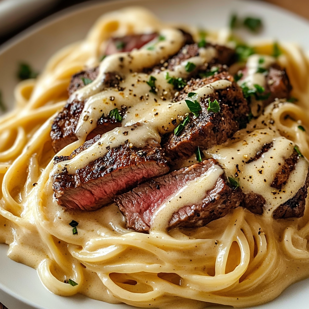 Creamy Cajun Steak Alfredo Dish