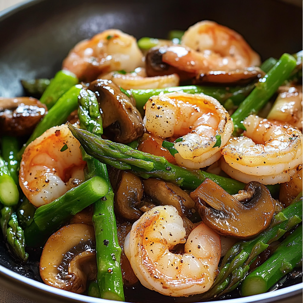 Shrimp and Asparagus Stir-Fry with Mushrooms