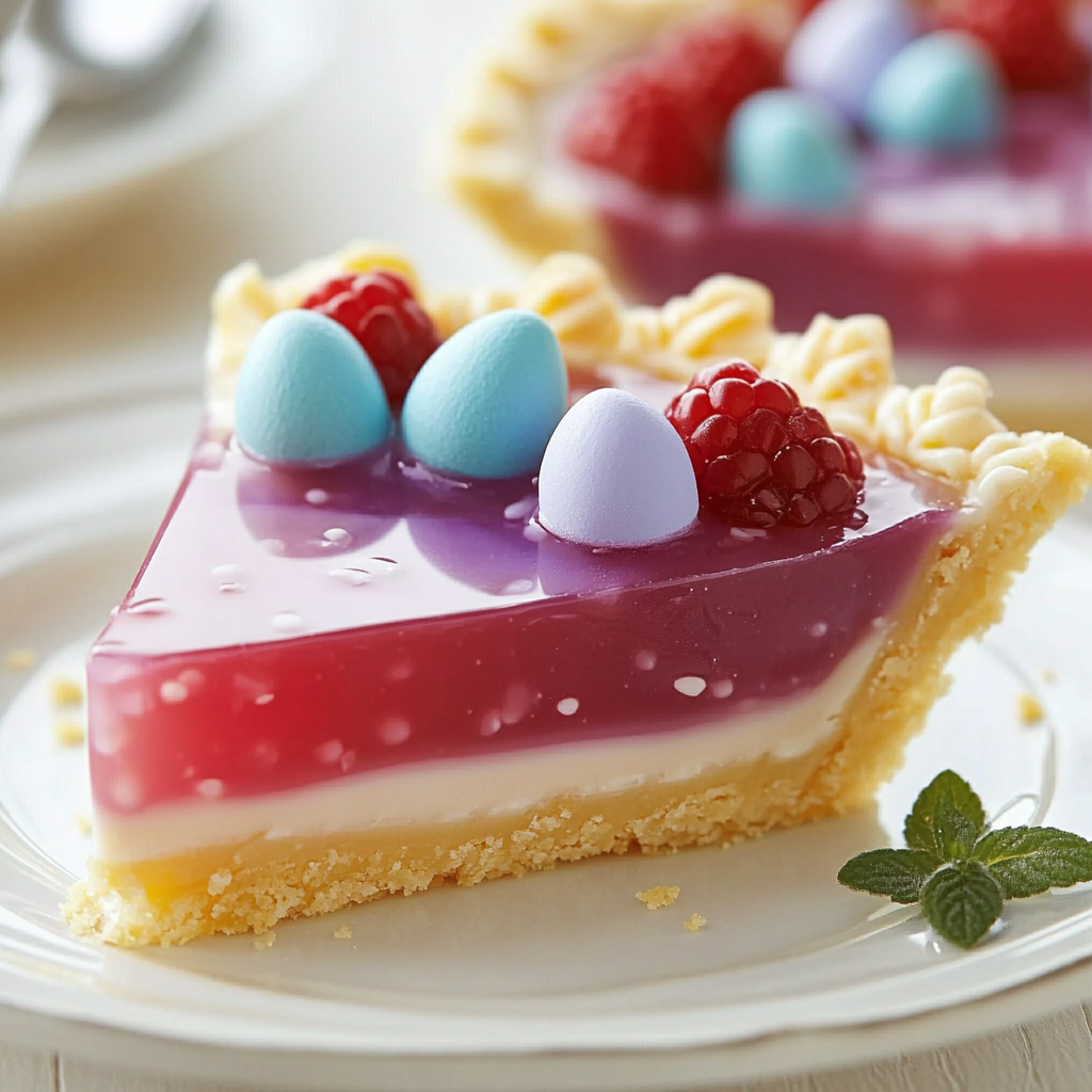 Easter Jell-O Pie in a Spring Setting