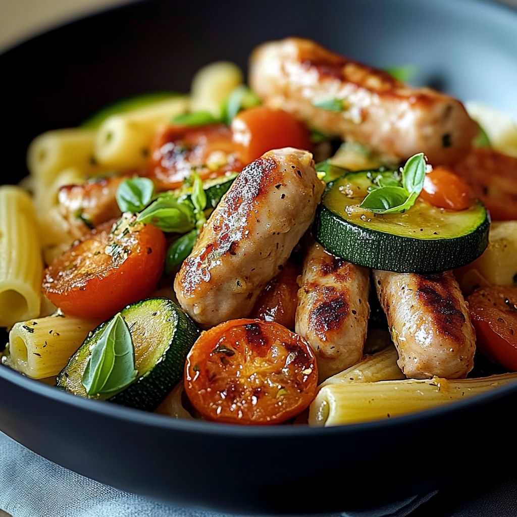 Chicken Sausages with Zucchini and Tomatoes