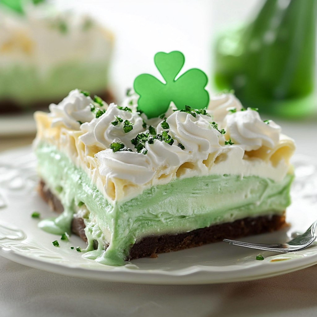 Shamrock Lasagna Dessert for St. Patrick's Day