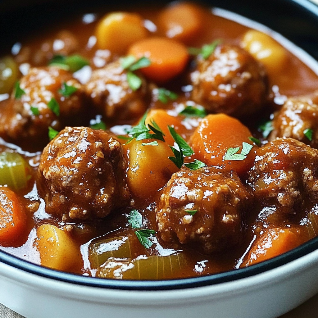 Delicious Meatball Stew in a Bowl